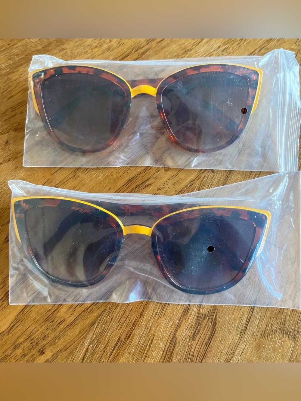 Brand New tortoise shell brown and yellow plastic cat eyed sunglasses bundle